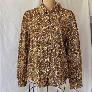NWT Paris Atelier Floral Print Cotton Button up Long Sleeved Shirt. 8.